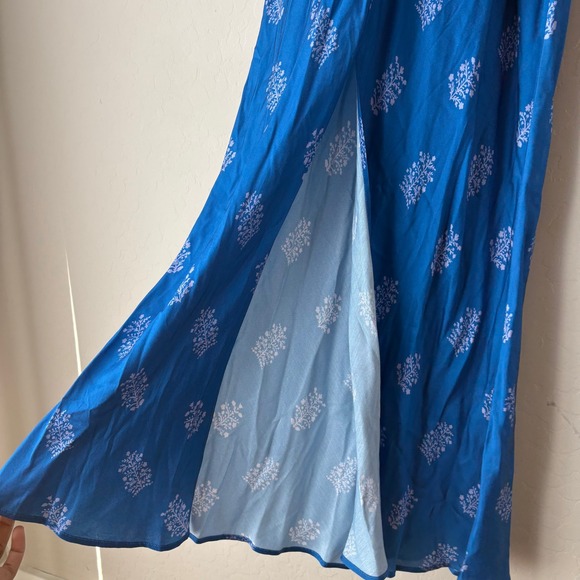 Ciao Lucia Dress Nera Silky Floral Printed Deep Blue Midi Slip Dress Size M - Picture 10 of 11